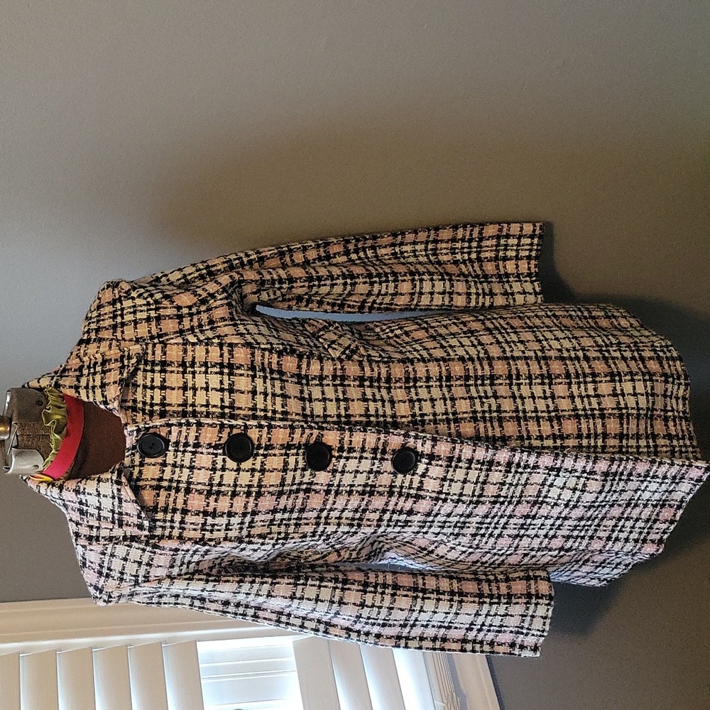 Womens plaid mid length coat